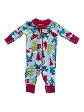 Hanna Andersson Gnome Holiday Zip Up Pajamas Size 0-6M